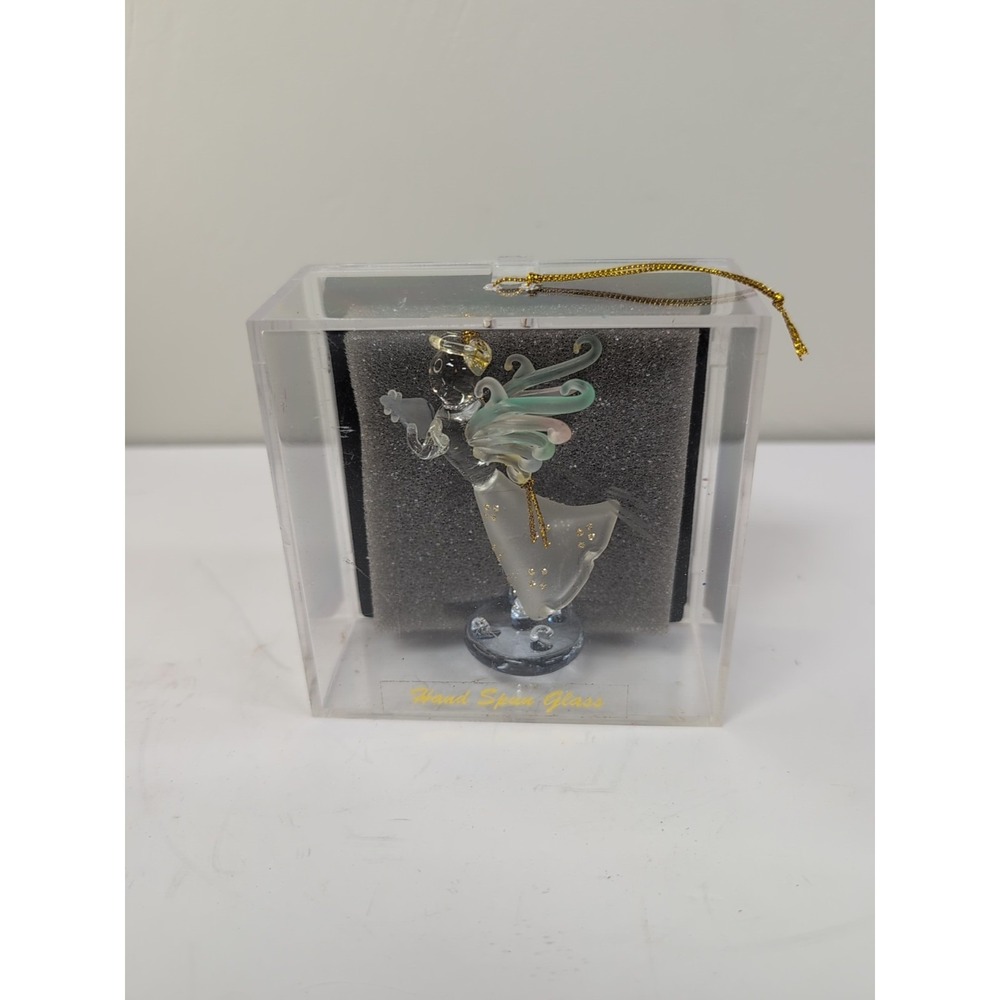 Unique Treasures Hand Made, Hand Spun Multi-Color Glass Angel Ornament